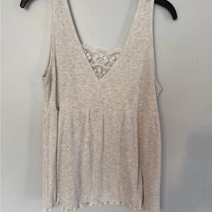 Maurices Light Gray Ribbed Lace-Trim Tank Camisole
